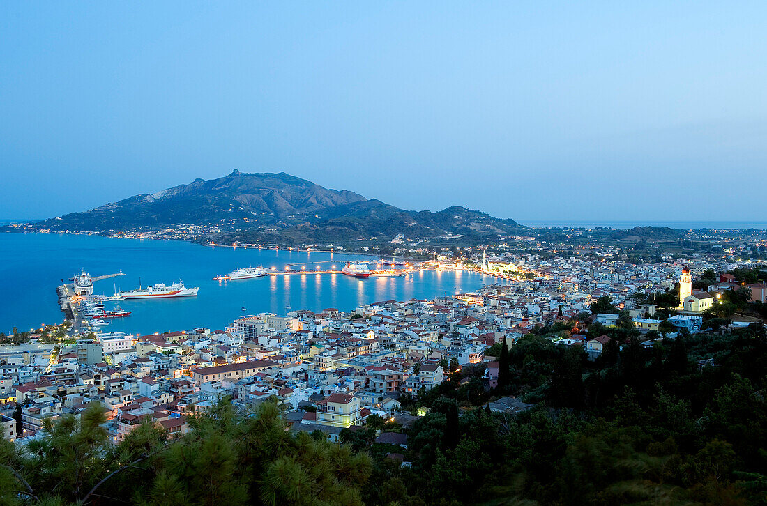 Greece, Ionian Islands, Zante Island (Zakynthos), Zante City (Hora) seen from Kastro