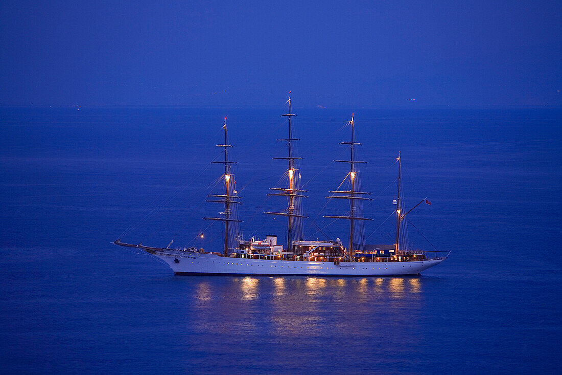 Italy, Campania, Amalfi Coast, listed as World Heritage by UNESCO, Amalfi, cruise ship