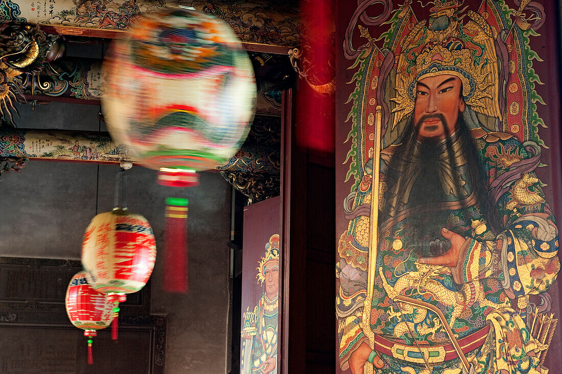 Taiwan, Taipei, Pao An (Bao An) taoist temple, detail of fresco