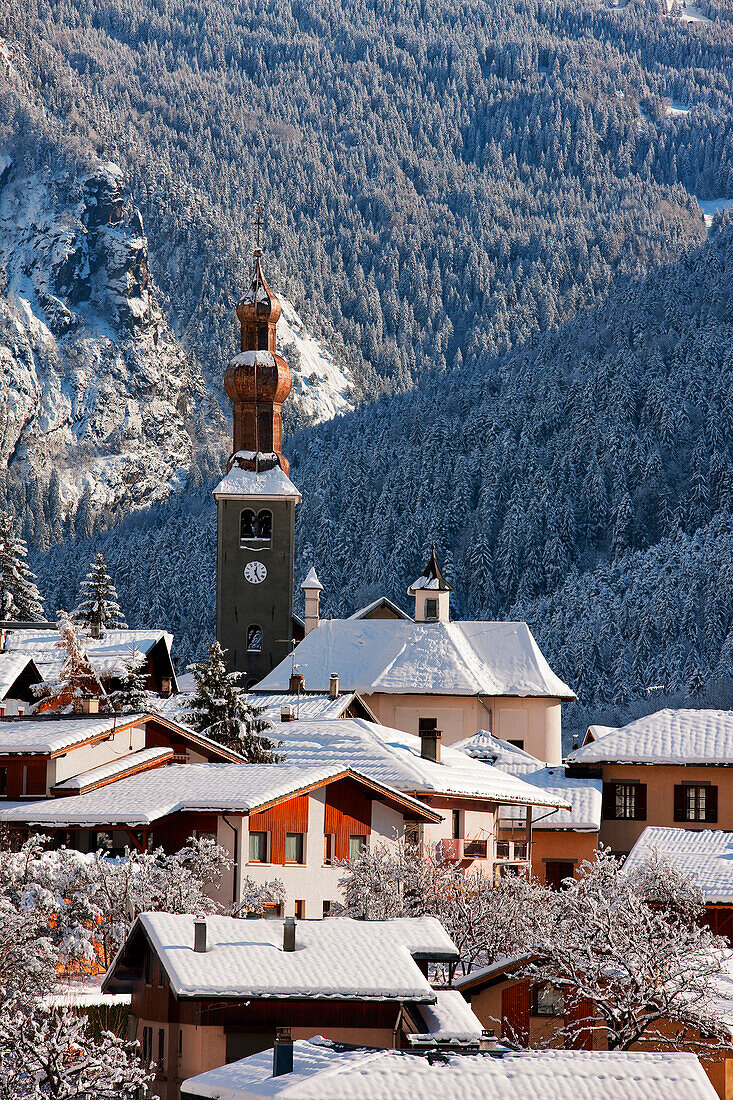 France, Savoie, Bozel, Saint Francois De sales Church, Tarentaise Valley, Massif de la Vanoise