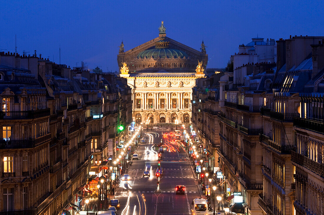 France, Paris, Garnier opera house and Opera avenue
