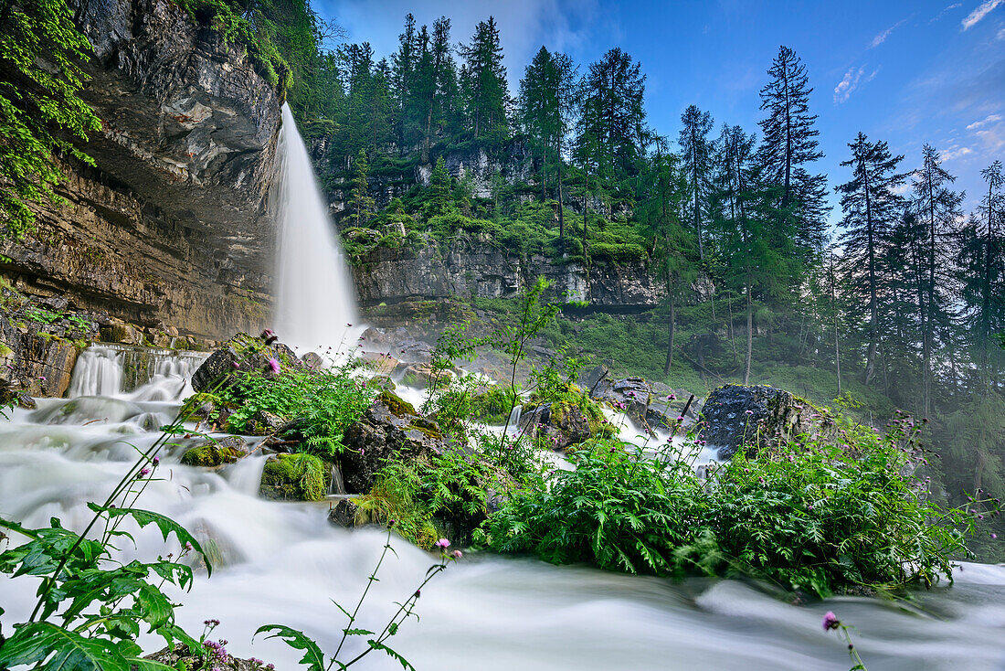 Waterfall Cascata Vallesinella, Cascata Vallesinella, Vallesinella, Madonna di Campiglio, Brenta, Trentino, Italy