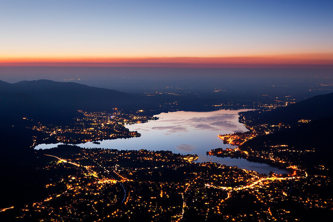 View from Wallberg to Rottach-Egern am Tegernsee, Mangfallgebirge, Bavaria, Germany