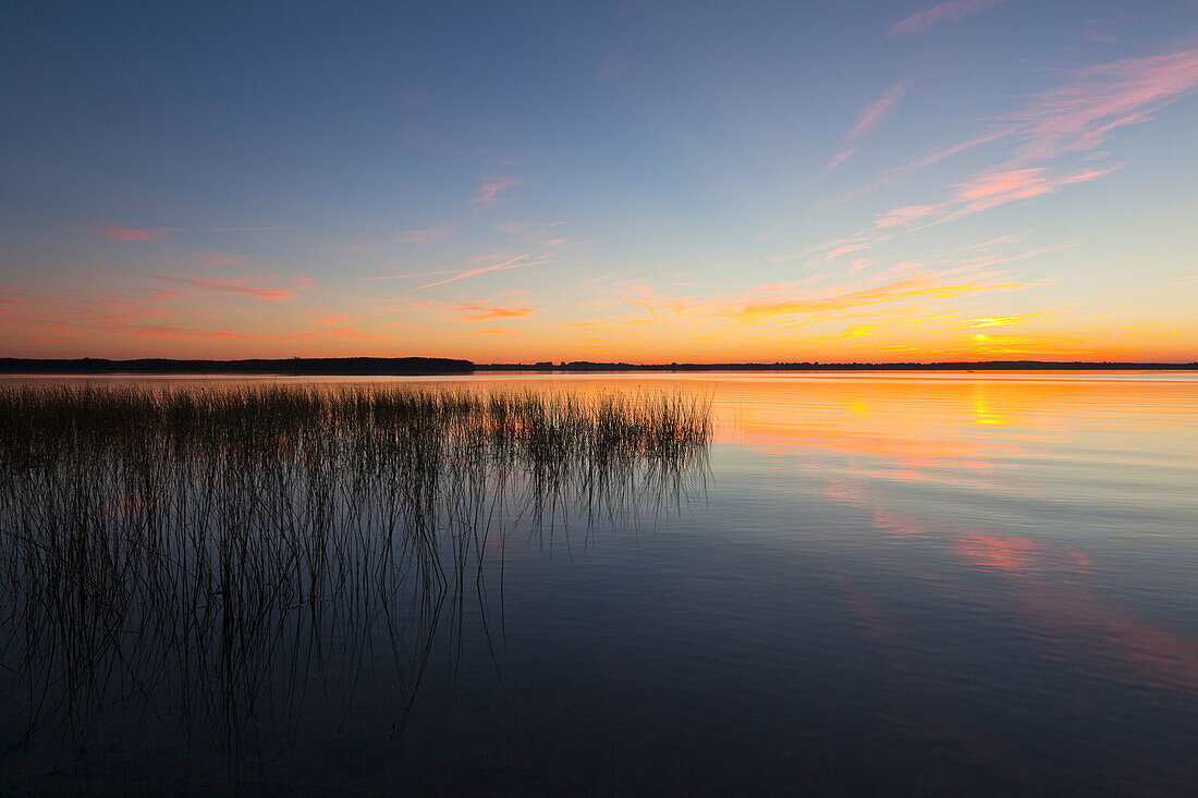 Sunset at Lake Schwerin, Mecklenburg Lake District, Mecklenburg-West Pomerania, Germany