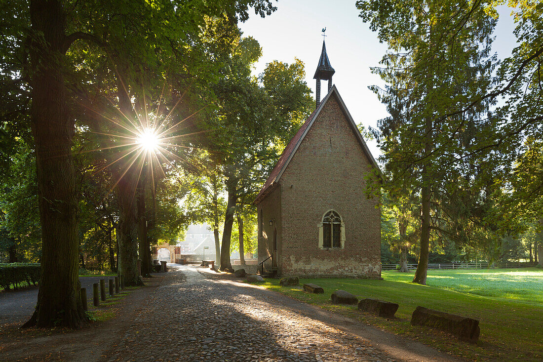 Chapel at Vischering moated castle, near Luedinghausen, Muensterland, North-Rhine Westphalia, Germany