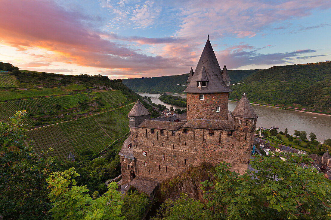 Stahleck castle, Bacharach, Rhine river, Rhineland-Palatinate, Germany