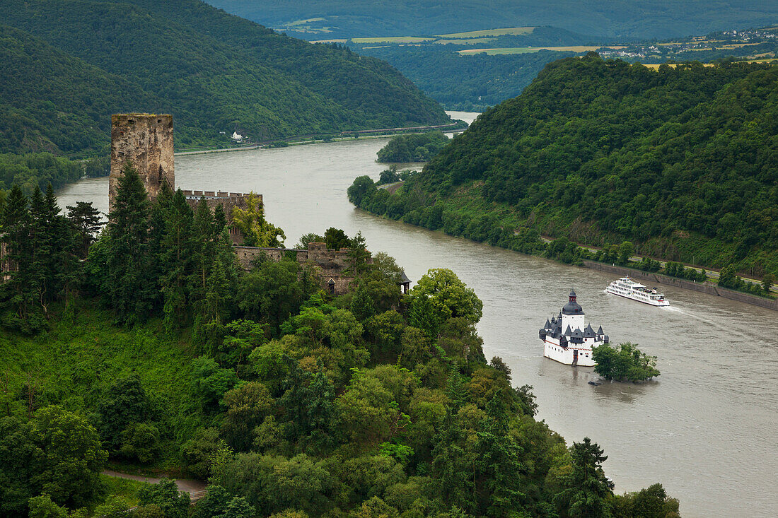 Burg Gutenfels und Pfalzgrafenstein, bei kaub, Rhein, Rheinland-Pfalz, Deutschland