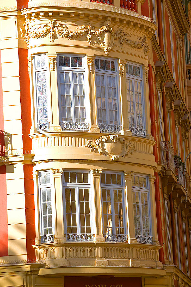 France, Alpes Maritimes, Menton, Place de l'Hotel de Ville (City Hall square), window