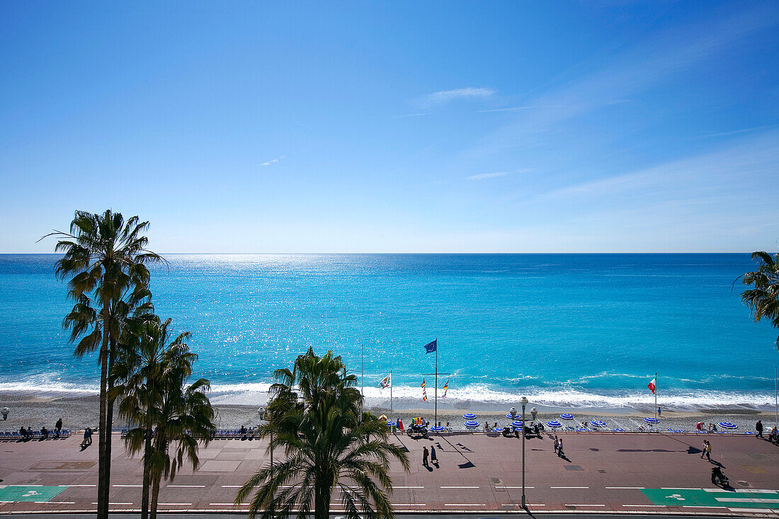 France, Alpes Maritimes, Nice, Promenade des Anglais seen from the presidential suite of Negresco Hotel