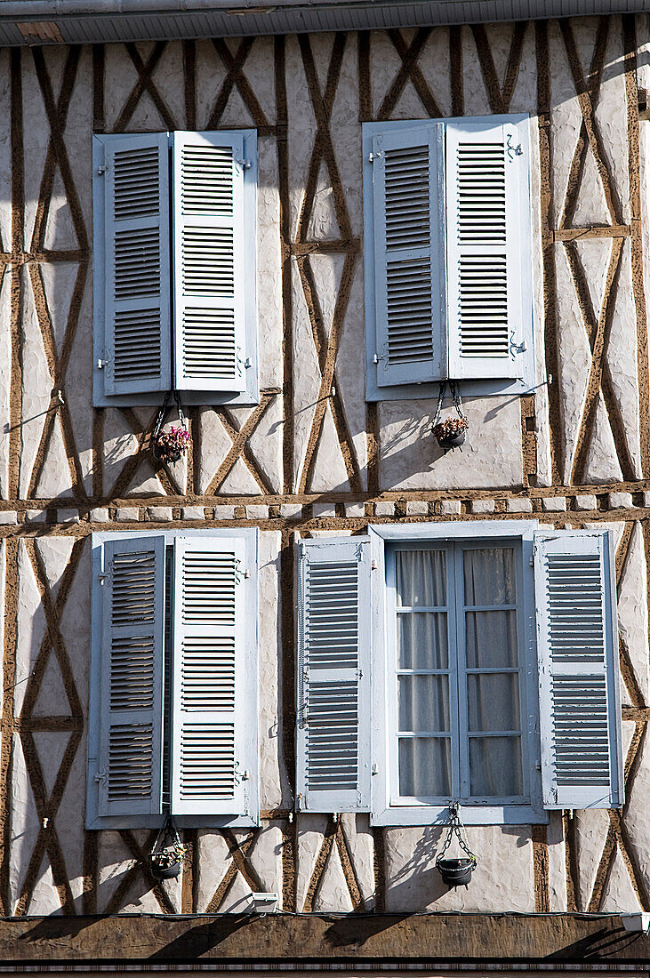 France, Pyrenees Atlantiques, Bearn, Pau, facade of a half timbered house in the old town