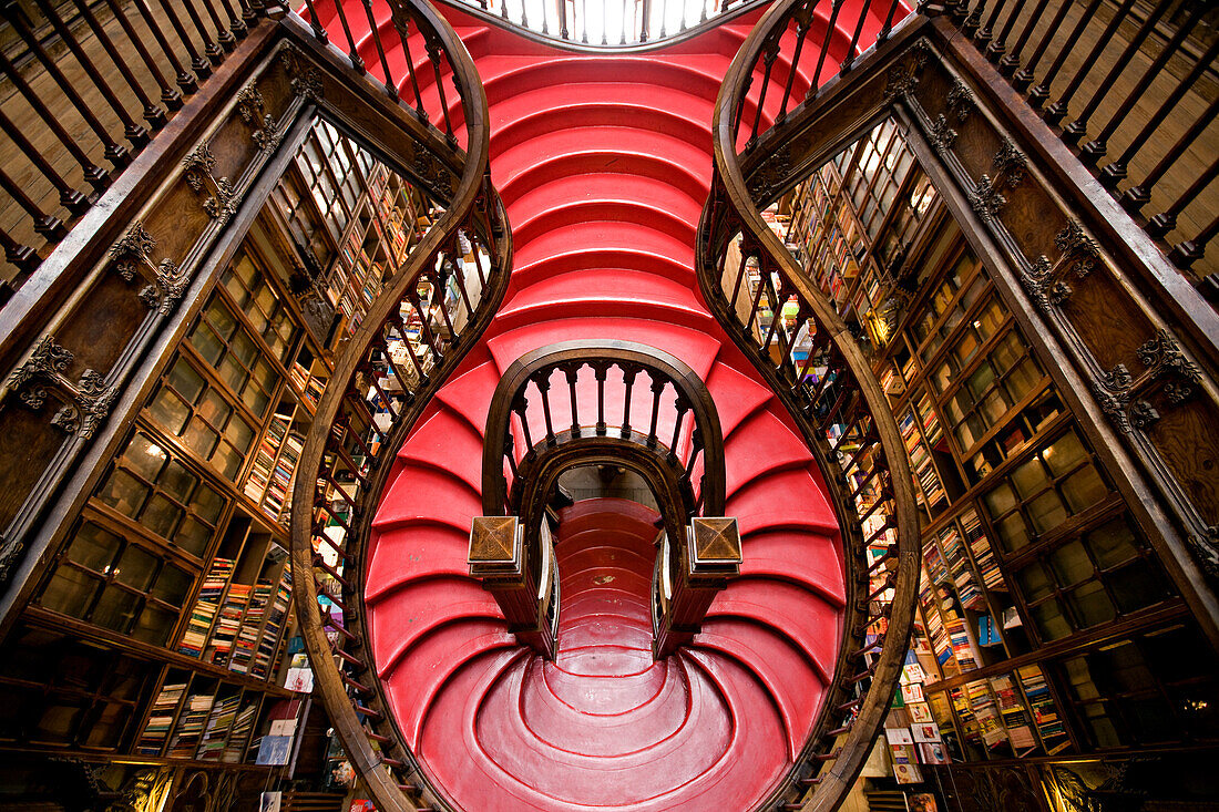Portugal, Norte region, Porto, Lello Library stair