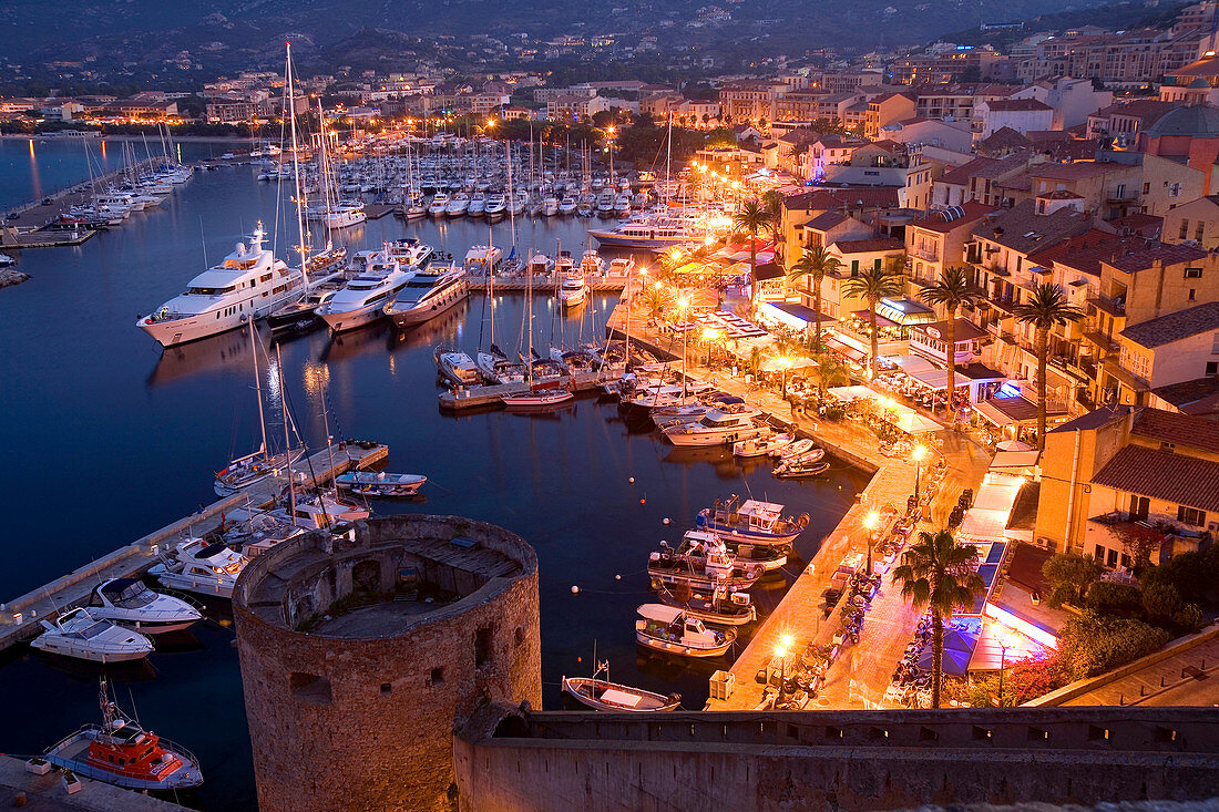 France, Haute Corse, Calvi, the harbour from the citadel