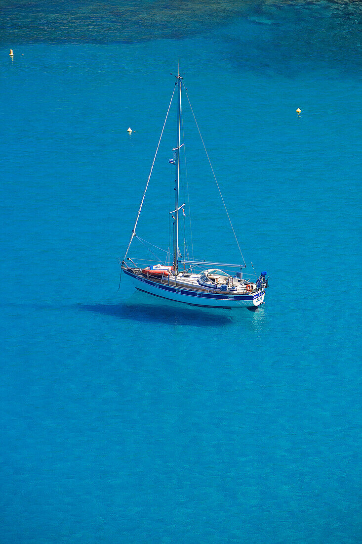 France, Haute Corse, Cap Corse, Marine de Giottani, sailing boat anchorage