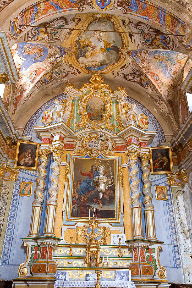 Frankreich, Alpes Maritimes, Roya-Tal, La Brigue, Weiß Büßer-Kapelle, Altar