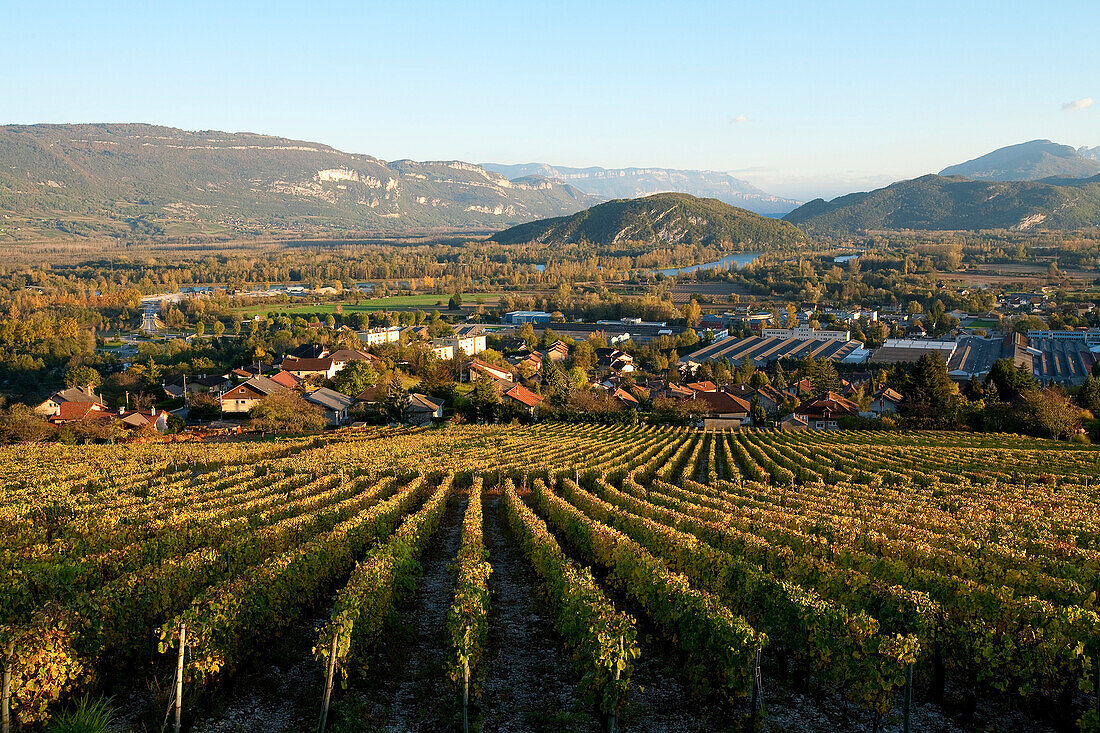 France, Ain, general view of Culoz, in the background the Rhone River