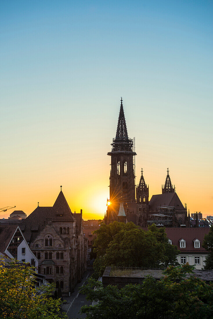 Freiburger Münster, Sonnenuntergang,  Freiburg im Breisgau, Schwarzwald, Baden-Württemberg, Deutschland