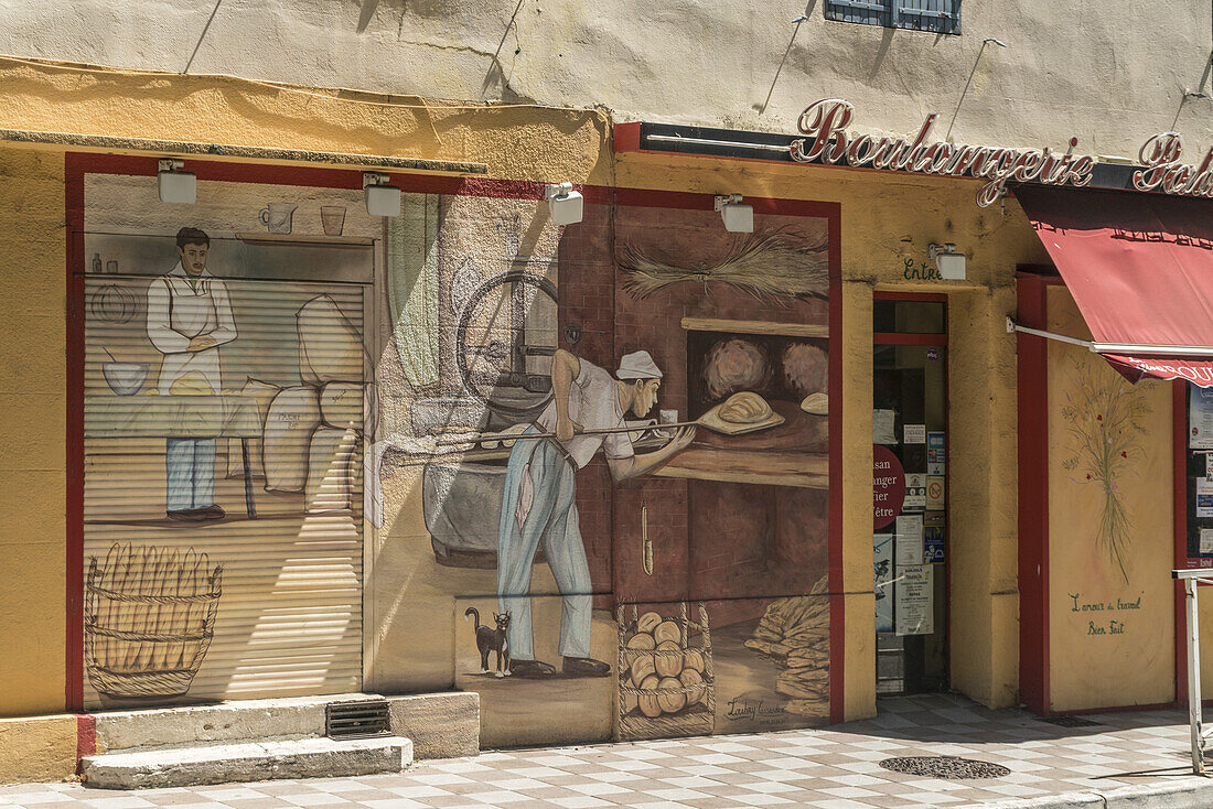 Boulangerie, Wall panting, Barjols, Var,  Provence, France