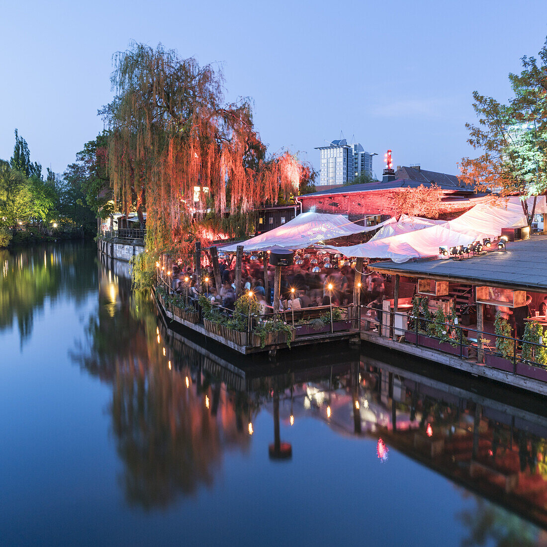 Clubs at Spree Canal, Freischwimmer, Club der Visionaere, beach bar, Kreuzberg, Berlin