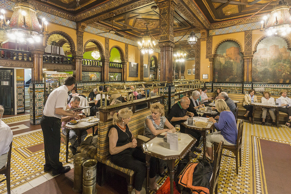 Interior of the historical Cafe Iruna established in 1903, Bilbao, Basque Country, Spain