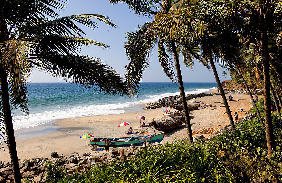 India, Kerala State, Varkala, Odayam Beach a few kilometers south