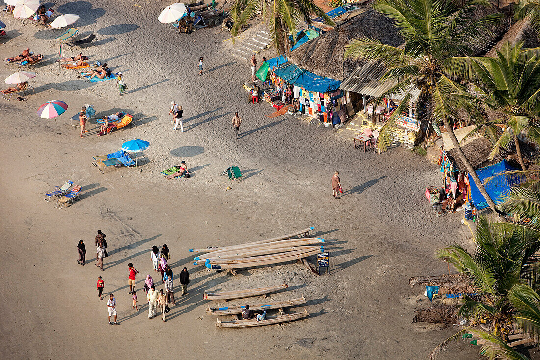 India, Kerala State, seaside resort of Kovalam (aerial view)