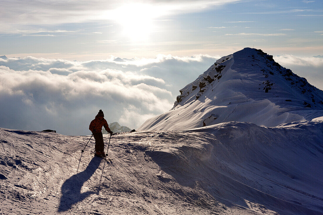 France, Savoie, Les Menuires, Meribel, Val Thorens, crossroad of the Trois Vallees, landscape from the Mont de la Chambre 2850m