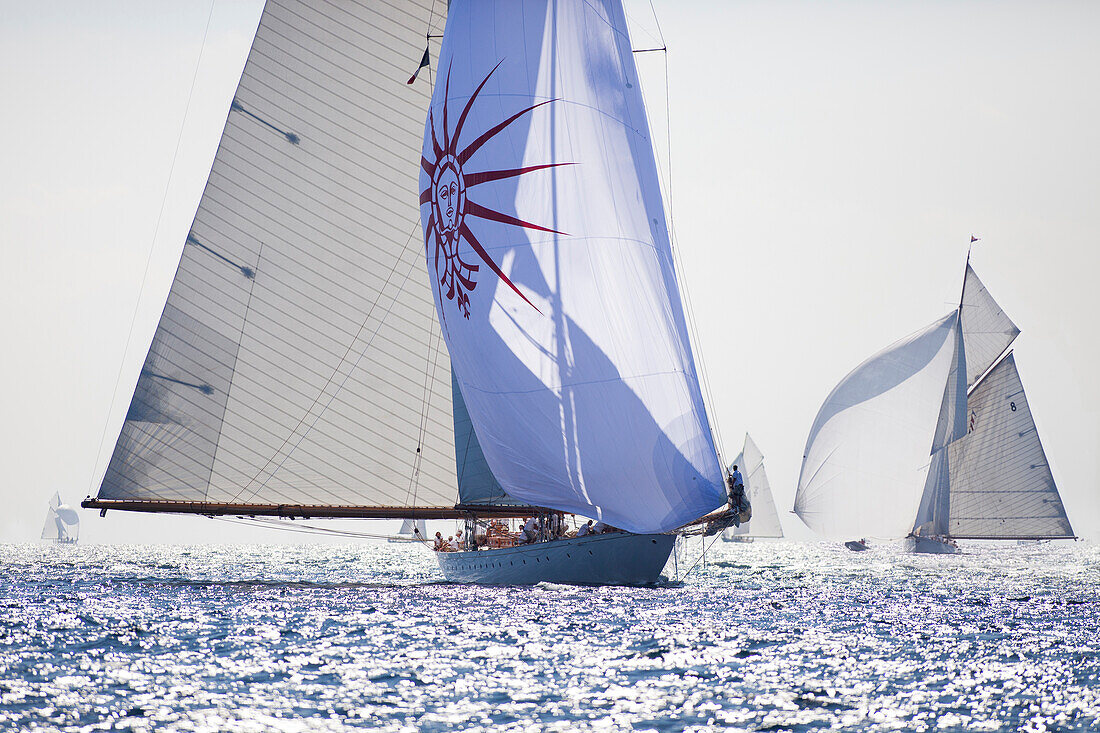 'Schooner ''Elena of London'', Konstrukteur Nathanael Herreshoff 1910, Klassiker-Segelregatta ''Régates Royales'', Cannes, Côte d'Azur, Frankreich'