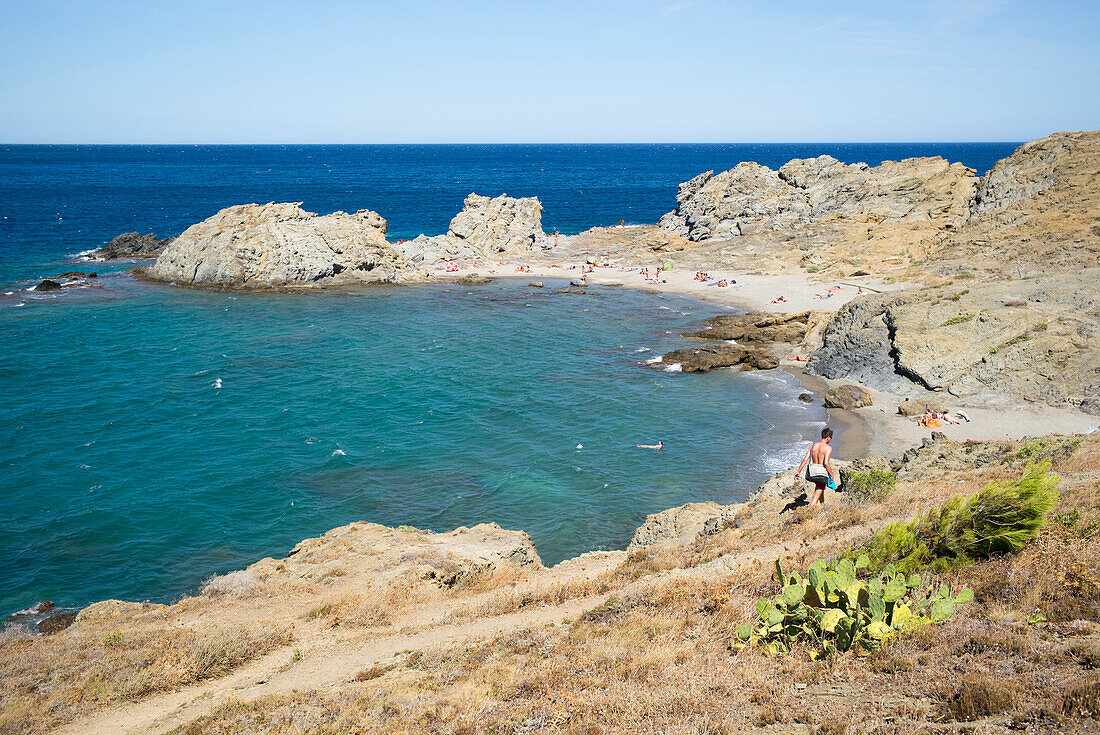 Wanderweg zum Strand, Platja petita del Garbet, Punta del Borro, Llançà, Girona, Costa Brava, Mittelmeer, Katalonien, Spanien