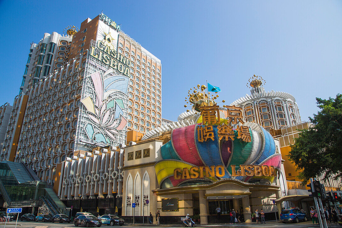 Entrance to old part of Grand Lisboa Hotel & Casino, Macau, Macau, China