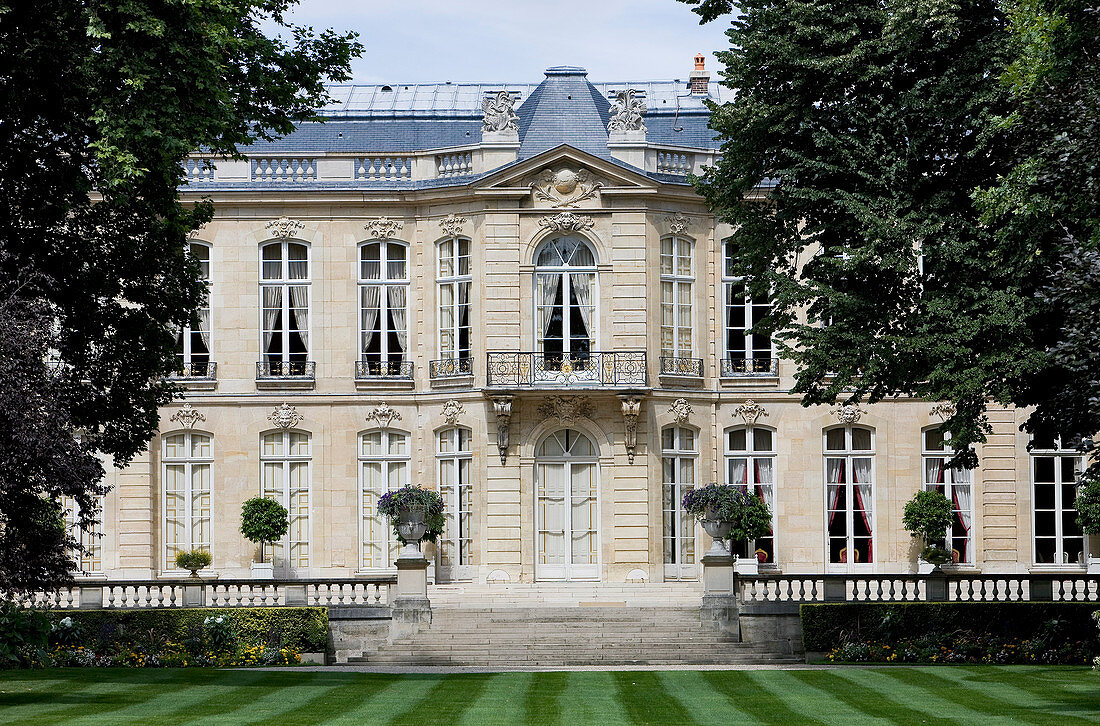 France, Paris, Hotel Matignon, residence of the Prime Minister of the French Republic, garden and South facade