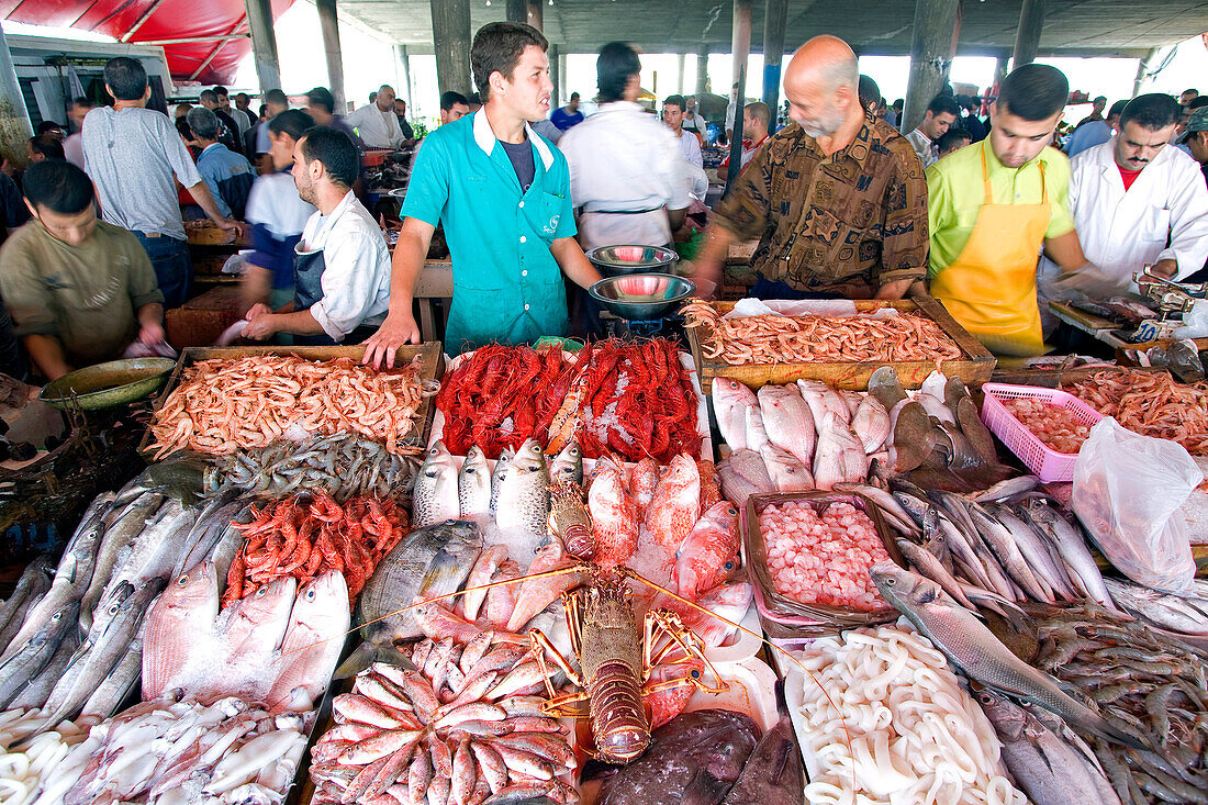 Morocco, Tangier Tetouan Region, Tangier, fish market