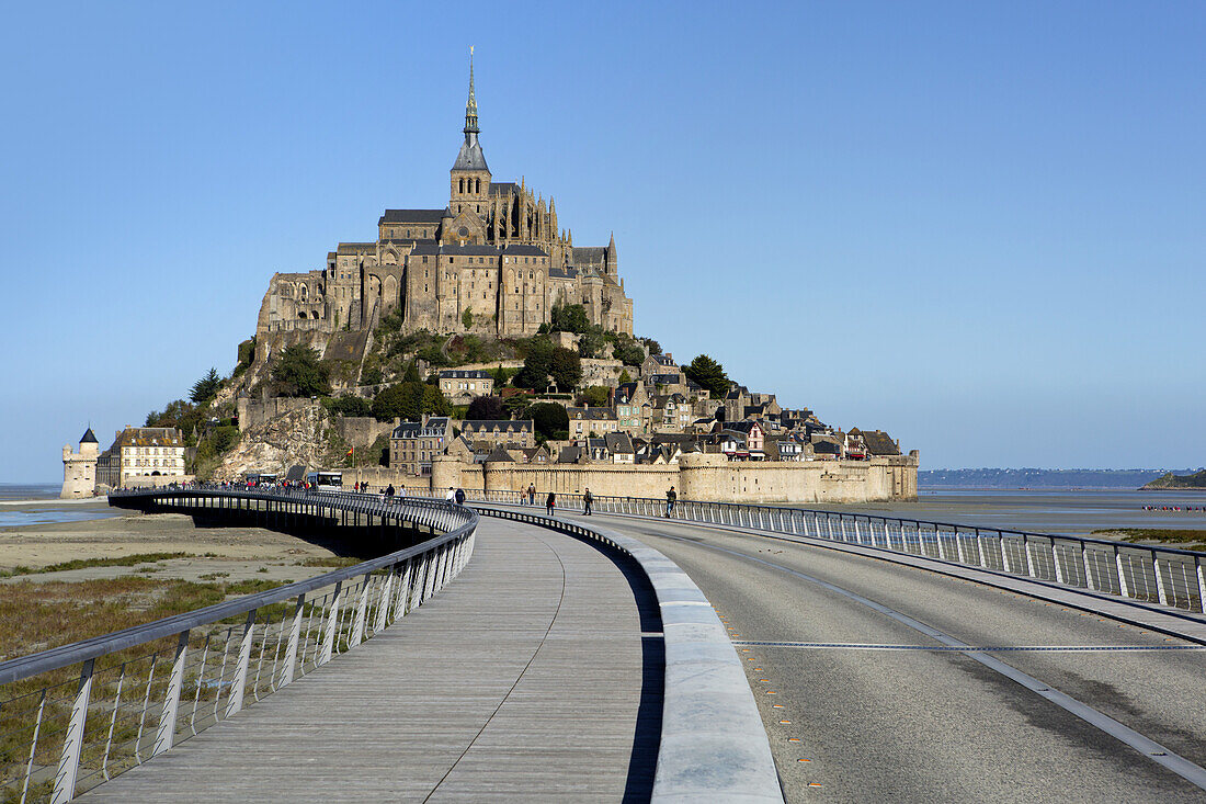 Bridge to Mont-Saint-Michel, Bretagne, France