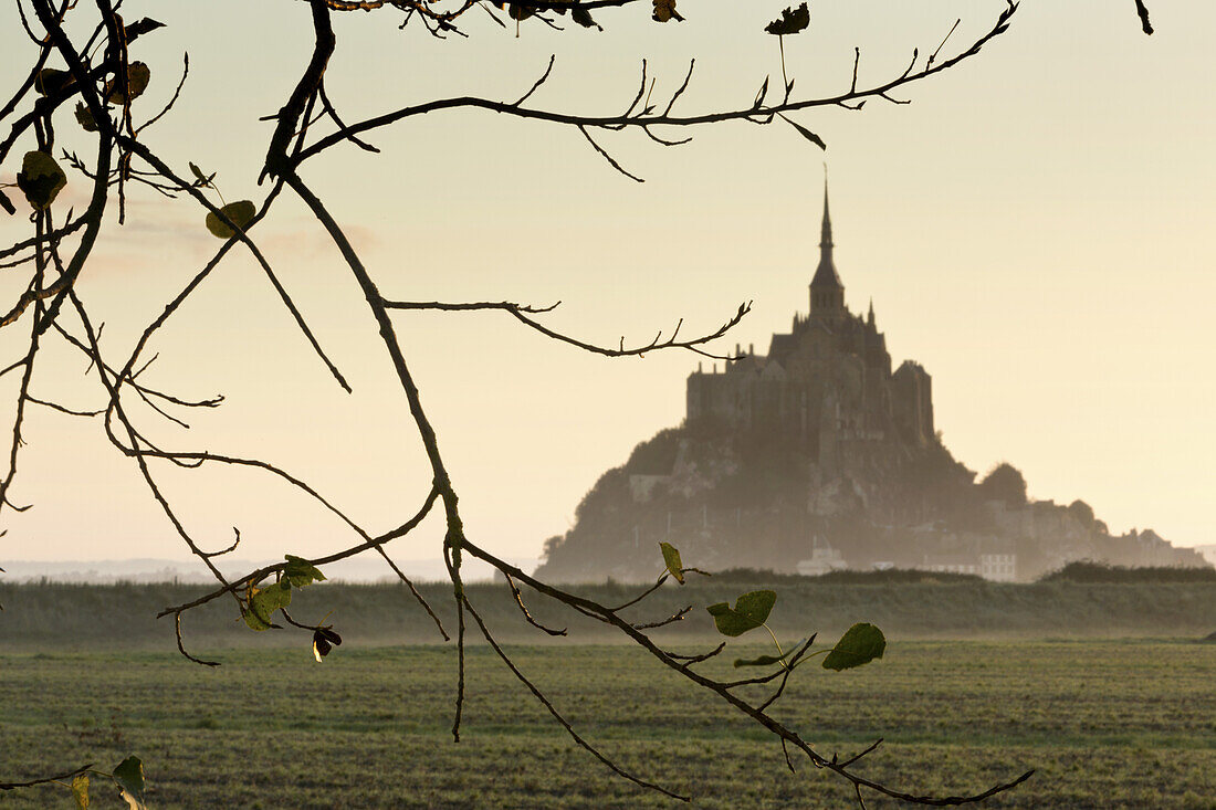 Mont-Saint-Michel in der Morgendämmerung, Bretagne, Frankreich