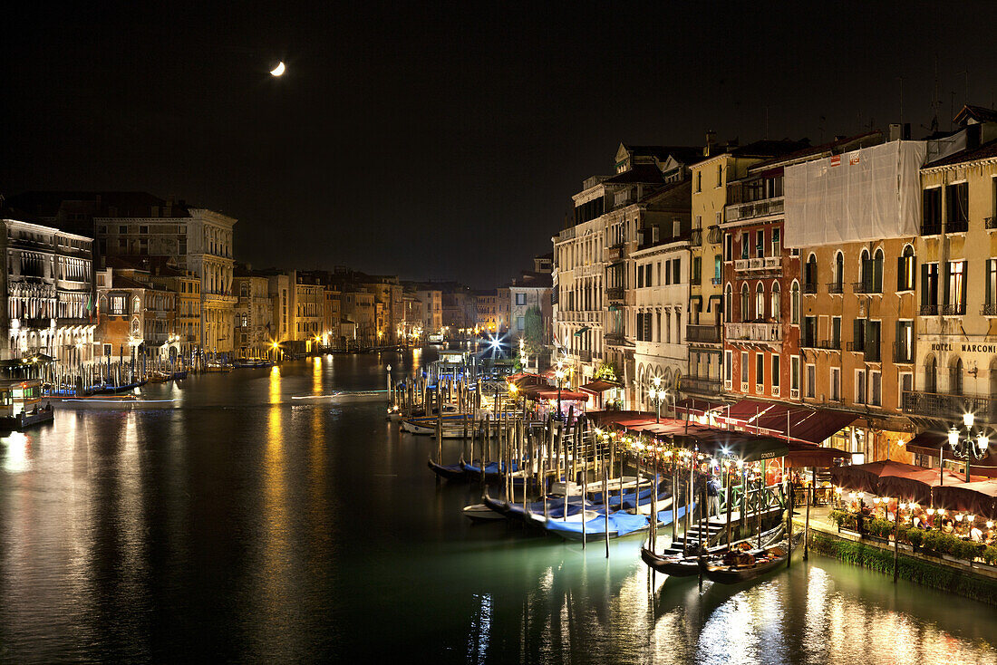 Fondamenta del Vin on the Grand Canal at night, Venice, Italy