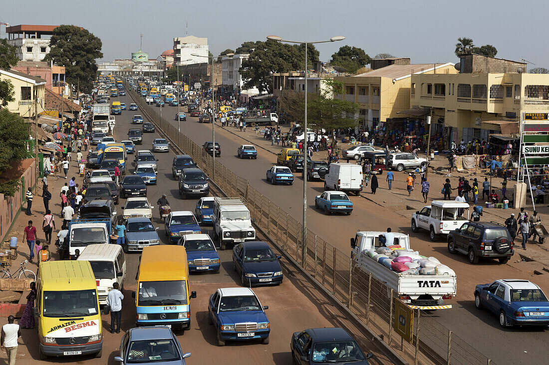 Busy Avenida Francisco Mendes, Bissau, Guinea-Bissau, West Africa