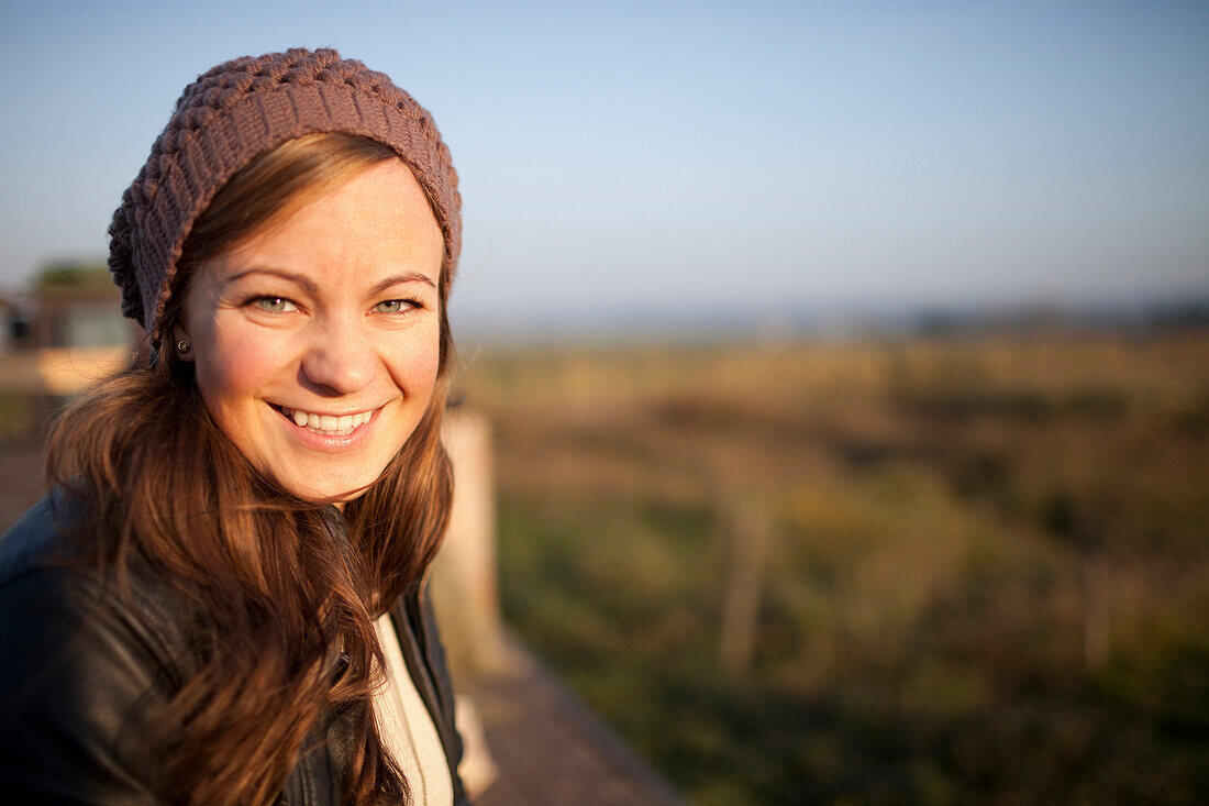 Outdoor portrait of a young woman.