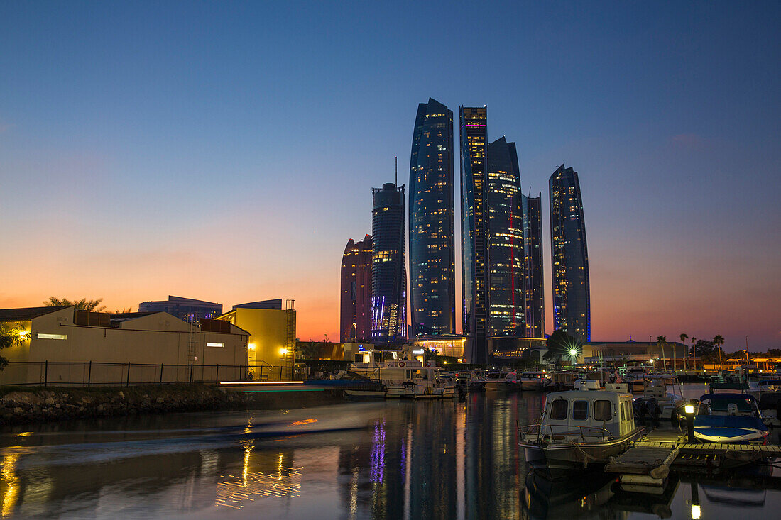 View of Etihad Towers, Abu Dhabi, United Arab Emirates, Middle East