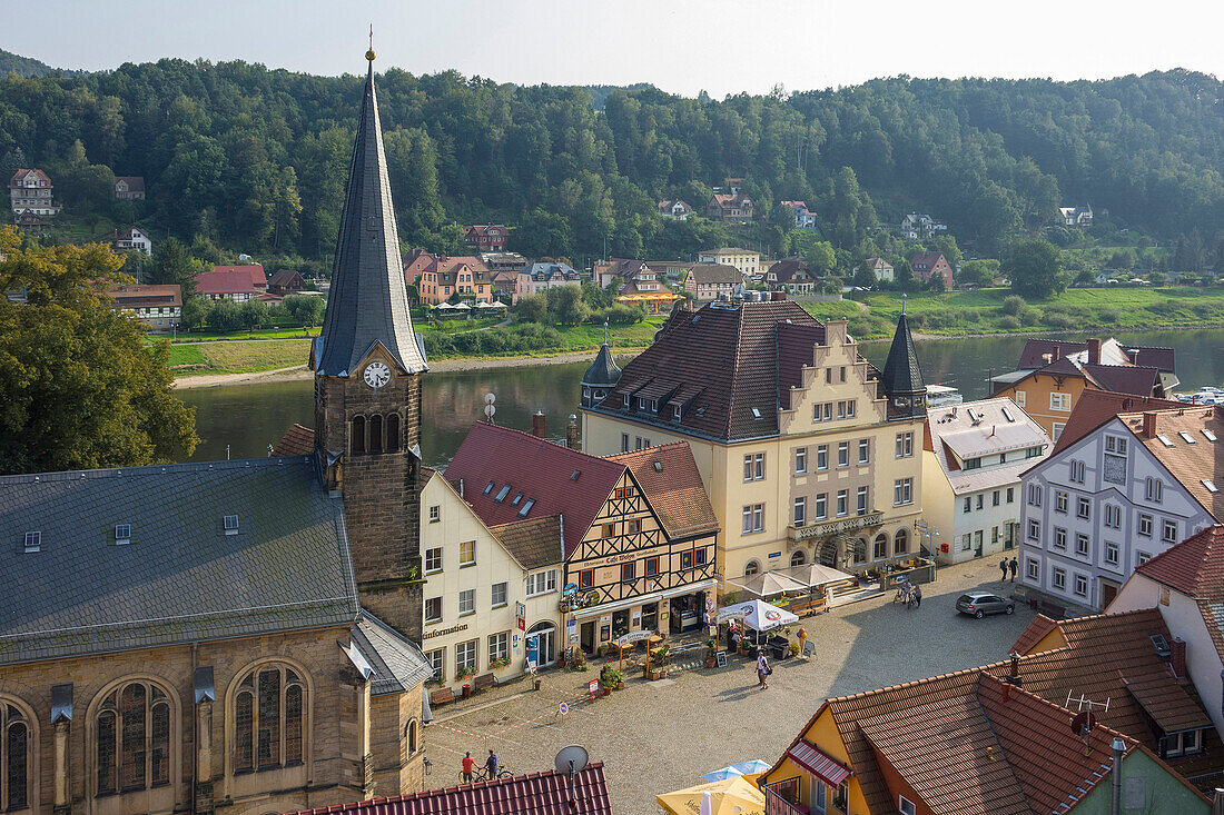 Stadt Wehlen and River Elbe, Saxony, Germany, Europe