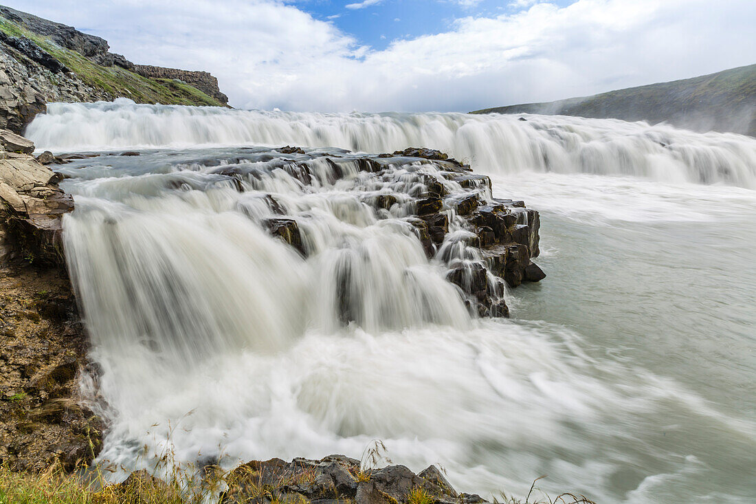 Gullfoss (Golden Falls), a waterfall located in the canyon of the Hvita River in southwest Iceland, Polar Regions