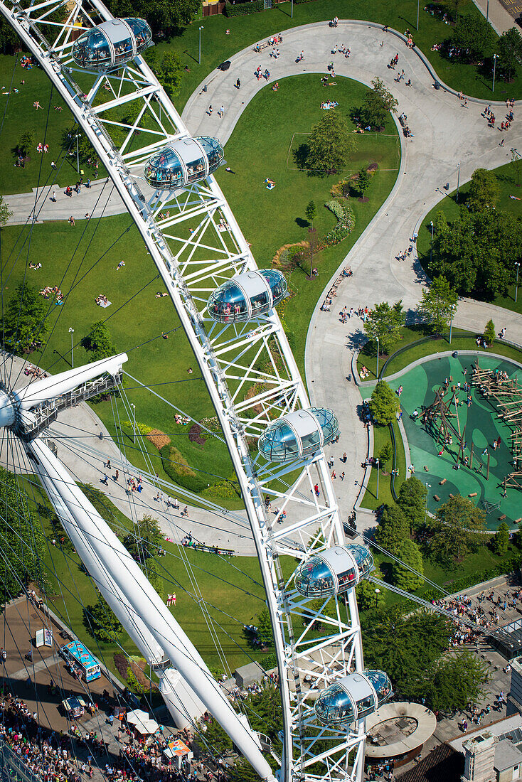 Aerial view of the London Eye, London, England, United Kingdom, Europe