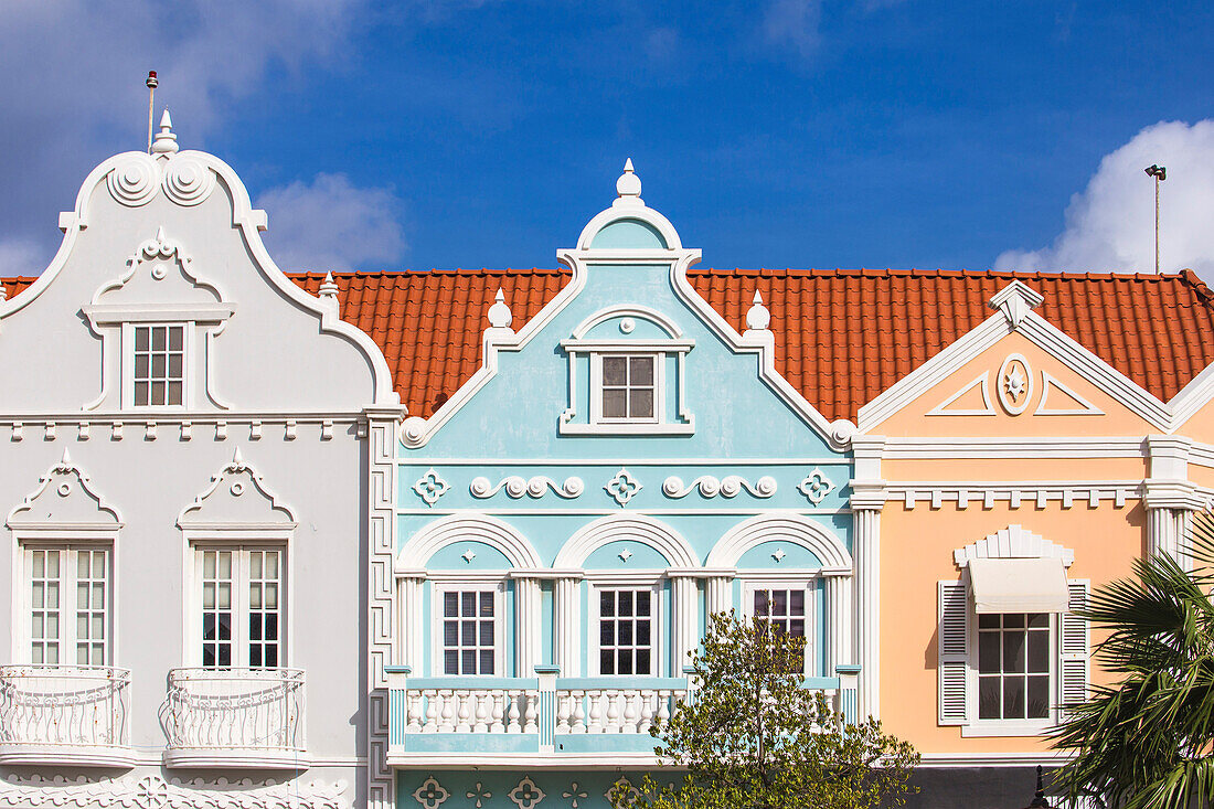 Colonial Dutch architechure near Main Street, Oranjestad, Aruba, Netherlands Antilles, Caribbean, Central America