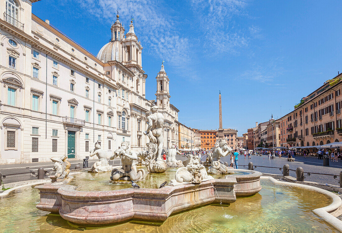 Sant'Agnese in Agone church and the Fontana del Moro in the Piazza Navona, Rome, Lazio, Italy, Europe