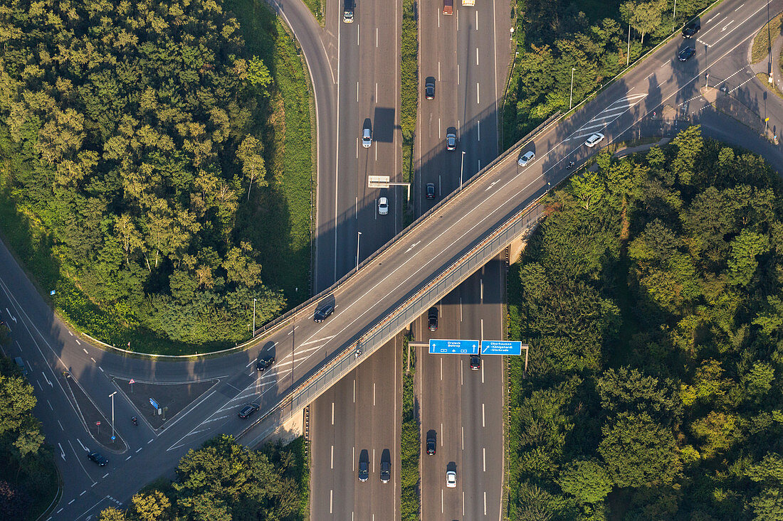 aerial, German Autobahn, A 2, motorway, highway, freeway, overpass, speed, speed limit, traffic, infrastructure, Germany