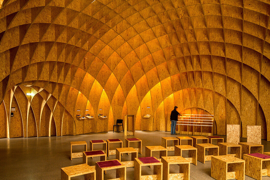 interior of church at service station truck stop, German Autobahn A 45, modern architecture, road church, chipboard, motorway, freeway, speed, speed limit, traffic, infrastructure, Wilnsdorf, Germany