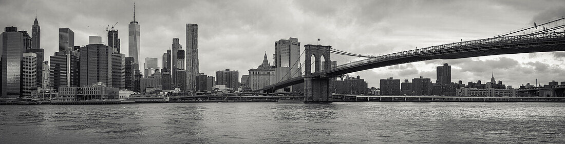 Brooklyn Bridge with Skyline Manhatten East River, New York City, New York, USA