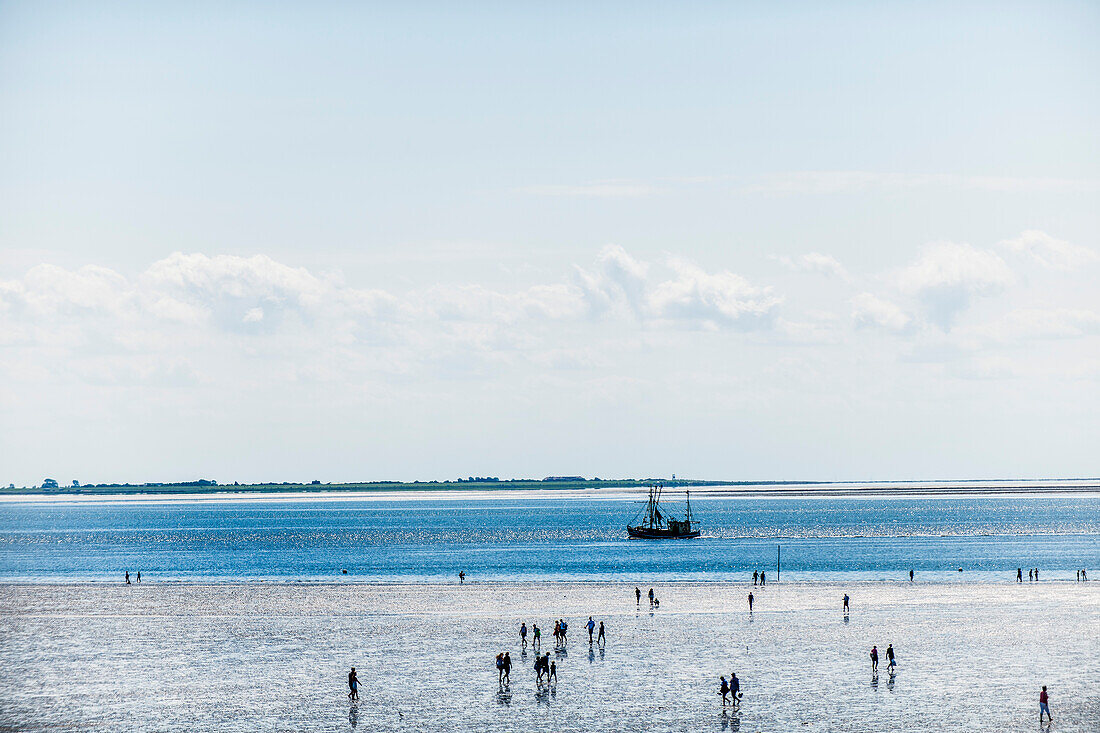 The beach at Buesum at low tide, Buesum, Schleswig-Holstein, North Germany, Germany