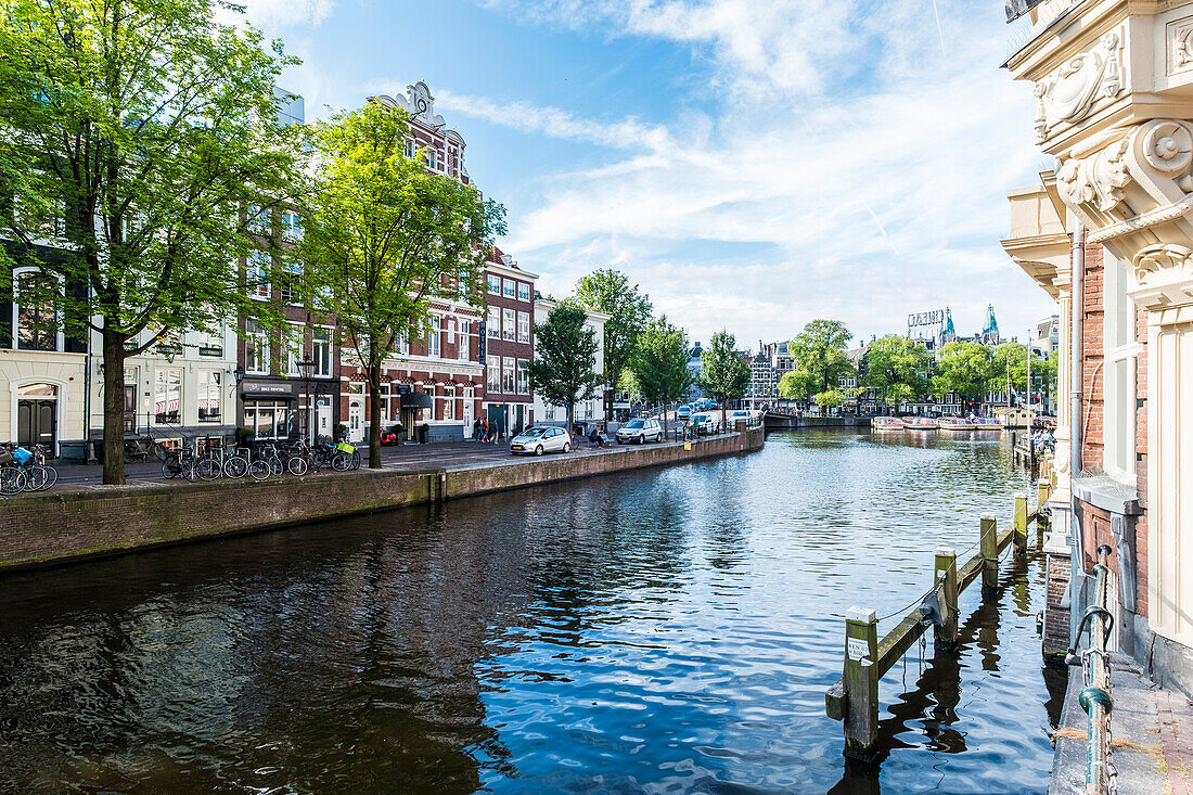 view to Amstel from the Aleminiumbrug in Amsterdam, Netherlands