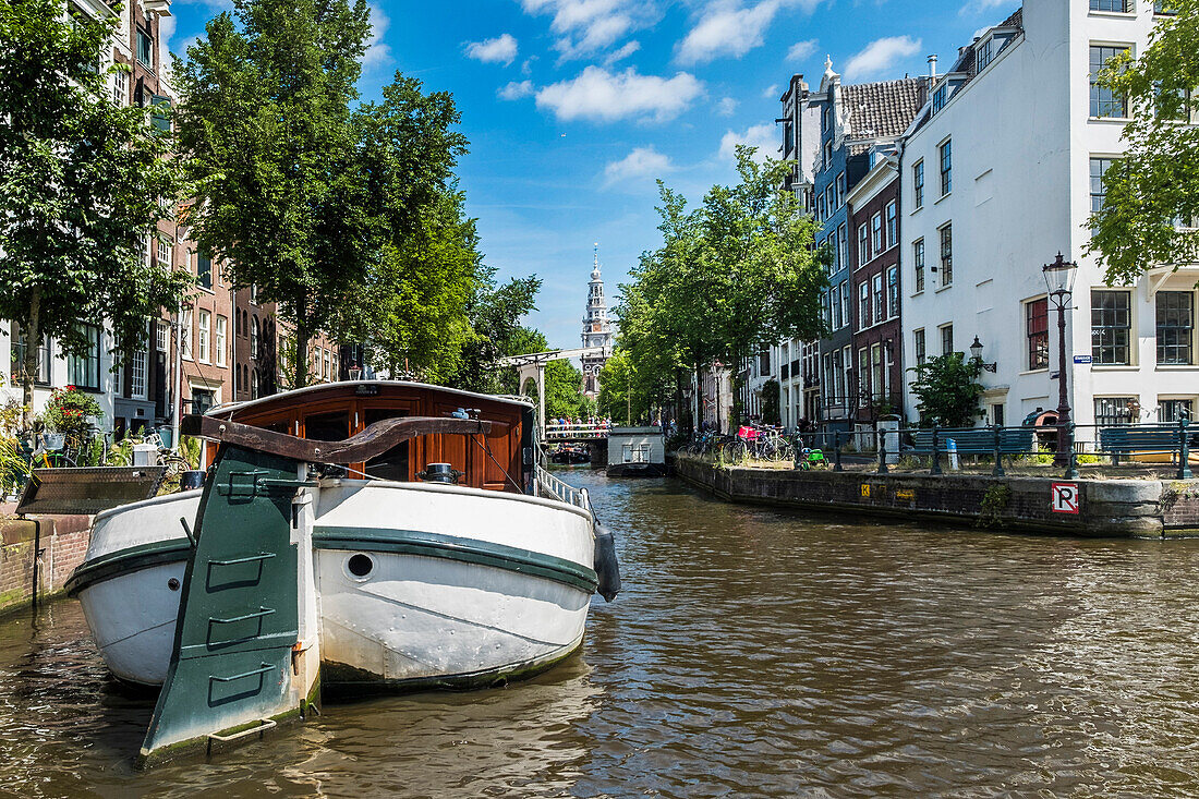 view over the Groenburgwal and the Christ Church of Amsterdam, Netherlands