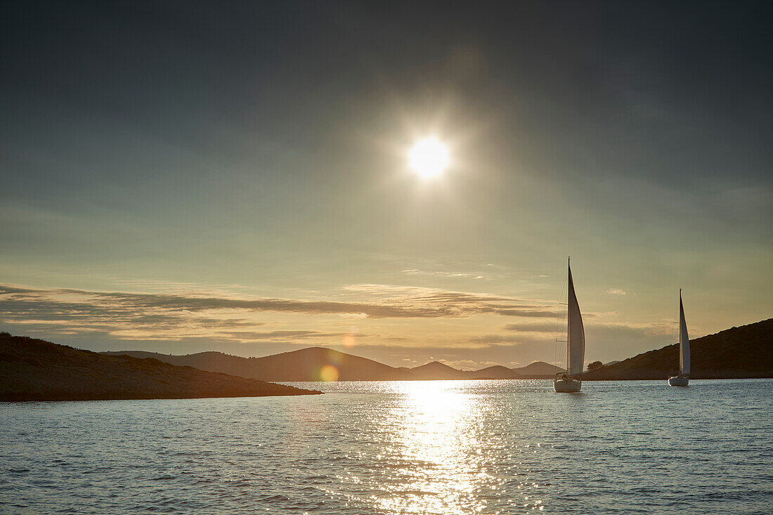 Sailing yachts, sailing boats, Kornati Islands, Adriatic Sea, Croatia