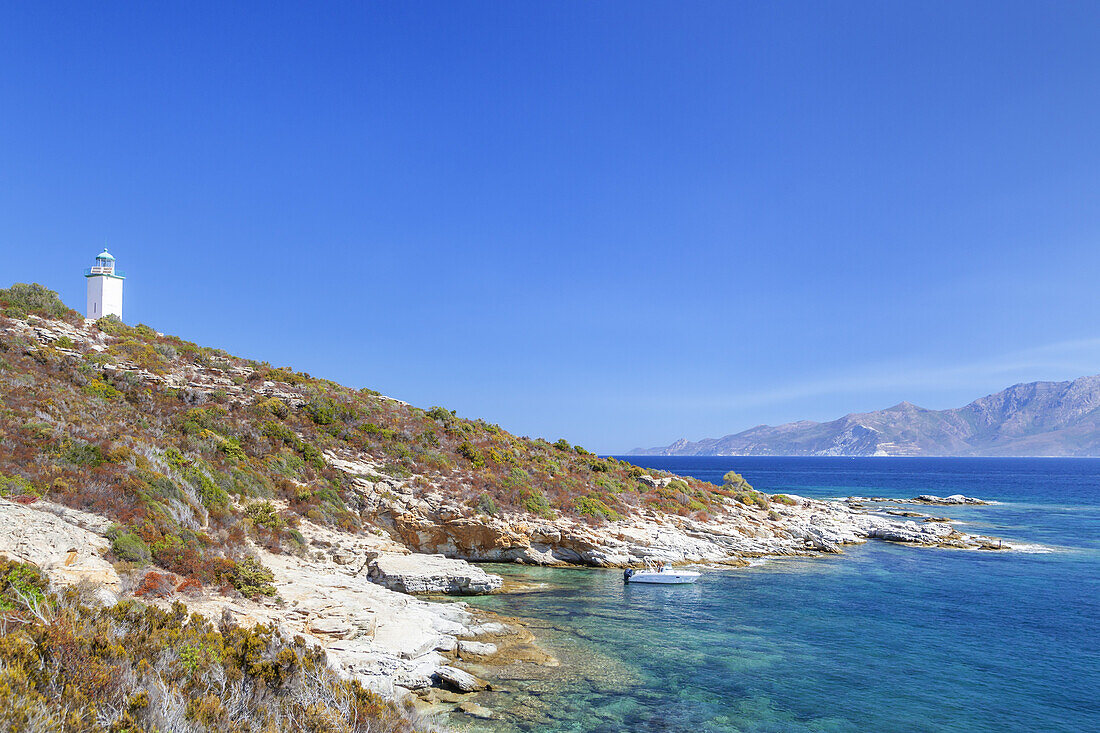 Lighthouse of Mort in the Desert of Agriates, near Saint-Florent, Corsica, Southern France, France, Southern Europe